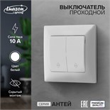 Выключатель проходной Luazon Lighting "Антей", 10 А, 2 клавиши, скрытый, белый 9925753