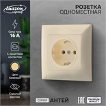 Розетка одноместная Luazon Lighting "Антей", 16 А, скрытая, с з/к, бежевая 9925770