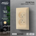 Розетка двухместная Luazon Lighting "Антей", 10 А, скрытая, без з/к, бежевая 9925774