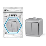 Выключатель TOKOV ELECTRIC, Dita, 2 клавиши, IP54, 10А, 250В, серая, TKL-DT-V2-C06-IP54 10404686