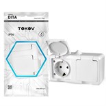 Розетка TOKOV ELECTRIC, Dita, 2-м, 16А, IP54, 250В, с з/к, с кр, белый, TKL-DT-R2Z-C01-IP54 10404695