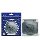 Розетка TOKOV ELECTRIC, Nix, 1-м, 16А, IP54, 250В, с з/к, с прозр. кр, серый, TKE-NX-R1Z-C06T-IP54 10404709