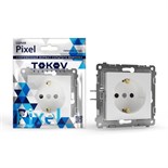 Розетка TOKOV ELECTRIC, Pixel, одноместная, 16А, IP20, с з/к, белый, TKE-PX-R1Z-C01 10404833
