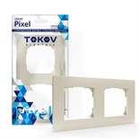 Рамка двухместная TOKOV ELECTRIC, Pixel, универсальная, бежевый, TKE-PX-RM2-C02 10404861