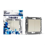 Выключатель TOKOV ELECTRIC, Pixel, (механ.), 2 клавиши, 10А, IP20, бежевый, TKE-PX-V2-C02 10404884