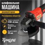 Аккумуляторная УШМ ТУНДРА, 20 В, 1.3 Ач, Li-Ion, 8500 об/мин, 125 х 22.2 мм 10073493