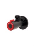 Кран угловой ZEIN engr, 1/2" х 1/2", кран-букса латунь/керамика, нерж. сталь, черный/красный   10450 10450879