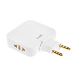 Тройник плоский, поворотный, 2 розетки, 10А, 2 USB, без з/к, белый 10439745