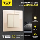Выключатель TOT Matte Glass, 10 А, 2 кл., скрытый, стекло, бежевый 10439649