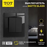 Выключатель проходной TOT Matte Glass, 10 А, 2 кл., скрытый, стекло, черный 10439656