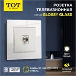 Розетка телевизионная одноместная TOT Glossy Glass, скрытая, стекло, белая 10439737