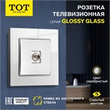 Розетка телевизионная одноместная TOT Glossy Glass, скрытая, стекло, серебристая 10439738