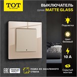 Выключатель TOT Matte Glass, 10 А, 1 кл., с подсветкой, скрытый, стекло, бежевый 10439645