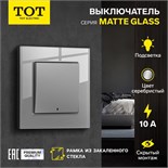 Выключатель TOT Matte Glass, 10 А, 1 кл., с подсветкой, скрытый, стекло, серебристый 10439646