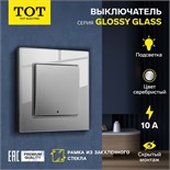 Выключатель TOT Glossy Glass, 10 А, 1 клавиша, с подсветкой, скрытый, стекло, серебристый 10439705