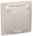 Розетка 1-м СП Кварта РСб10-3-ККм 16А IP20 с заземл. с крышкой крем. IEK ERK15-K33-16-DM 245477 - фото 16600300