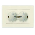 Розетка 2-м СП Афина 16А IP20 с заземл. защ. шторки в сборе сл. кость (ivory) Universal A0050-I 1734431 - фото 16603217