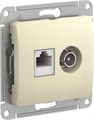 Розетка компьютерная + телевизионная 2-м Glossa RJ45 кат.5E + TV механизм беж. SE GSL000289 1402908 - фото 16606670