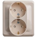 Розетка 2-м СП Этюд 16А IP20 250В с заземл. защ. шторки крем. SE PC16-008K 87979 - фото 16608371