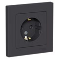 Розетка 1-м СП AtlasDesign 16А IP20 с заземл. защ. шторки в сборе карбон SE ATN001044 1240542 - фото 16610506