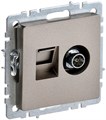 Розетка компьютерная + телевизионная 2-м Brite РТВ/РК12-БрШ RJ45 кат.5E + TV механизм шампань IEK BR-AK20-1-K37 1617401 - фото 16611778