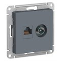 Розетка компьютерная + телевизионная 2-м AtlasDesign RJ45 кат.5E + TV механизм грифель SE ATN000789 1240429 - фото 16614958