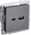 Розетка BRITE USB A+C 18Вт РЮ11-1-БрС механизм сталь IEK BR-U22-018-K46 1679776 - фото 16616439