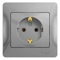 Розетка 1-м СП Glossa 16А IP20 с заземл. в сборе алюм. SE GSL000342 1063746 - фото 16618331