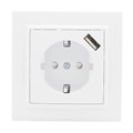Розетка 1-м СП Минск 16А IP20 с заземл. защ. шторки с заряд. устройством USB 1А бел. EKF ERR16-028-100-USB 476924 - фото 16619168