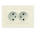 Розетка 2-м СП Афина 16А IP20 без заземл. в сборе сл. кость (ivory) Universal A0102-I 1734407 - фото 16625538