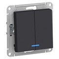 Выключатель 2-кл. СП AtlasDesign 10А IP20 (сх. 5а) 10AX с подсветкой механизм карбон SE ATN001053 1240549 - фото 16632789