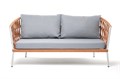 "Диего" диван 2-местный плетеный из роупа, каркас алюминий светло-серый (RAL7035) муар, роуп оранжевый меланж круглый, ткань светло-серая DIE-S-2-001 RAL7035 Mua mel-orange(H-gray) - фото 16667175