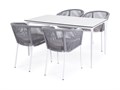 "Малага" обеденная группа на 4 персоны со стульями "Марсель", каркас белый, роуп светло-серый MAL-CM4T1-5-SET H-gray - фото 16667975