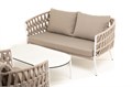 "Диего" лаунж-зона 4-местная плетеная из роупа (веревки), каркас алюминиевый белый, роуп бежевый DIES2C2TJ-4-SET biege - фото 16668372