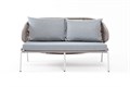 "Милан" диван 2-местный плетеный из роупа, каркас алюминий светло-серый (RAL7035) муар, роуп серый меланж круглый, ткань светло-серая MIL-S-2-001 RAL7035 Mua mel-grey(H-gray) - фото 16668677