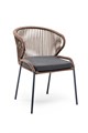 "Милан" стул плетеный из роупа, каркас алюминий серый (RAL7022) муар, роуп коричневый круглый, ткань темно-серая 027 MIL-CH-001 RAL7022 Mua brown(D-gray027) - фото 16668931