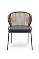 "Милан" стул плетеный из роупа, каркас алюминий серый (RAL7022) муар, роуп коричневый круглый, ткань темно-серая 027 MIL-CH-001 RAL7022 Mua brown(D-gray027) - фото 16668932