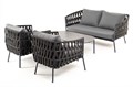 "Диего" лаунж-зона 4-местная плетеная из роупа (веревки), каркас алюминиевый темно-серый, роуп темно-серый DIES2C2TJ-4-SET D-gray - фото 16668998