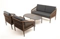 "Канны" лаунж-зона 4-местная из роупа со столом "Верона" (серый гранит), каркас алюминиевый коричневый, роуп коричневый KANS2C2TJ-4-SET brown - фото 16669038