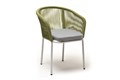 "Марсель" стул плетеный из роупа, каркас алюминий светло-серый (RAL7035) шагрень, роуп салатовый меланж круглый, ткань светло-серая MAR-CH-001 RAL7035 Mua mel-green(H-gray) - фото 16669619