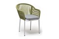 "Лион" стул плетеный из роупа, каркас из стали светло-серый (RAL7035) муар, роуп салатовый меланж круглый, ткань светло-серая LIO-CH-st001 RAL7035 Mua mel-green(H-gray) - фото 16670530