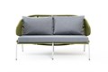 "Милан" диван 2-местный плетеный из роупа, каркас алюминий светло-серый (RAL7035) шагрень, роуп салатовый меланж круглый, ткань светло-серая MIL-S-2-001 RAL7035 Mua mel-green(H-gray) - фото 16670673