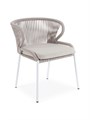 "Милан" стул плетеный из роупа, каркас алюминий белый муар, роуп бежевый круглый, ткань бежевая 052 MIL-CH-001 W Mua beige(beige052) - фото 16671454