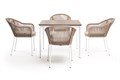 "Малага" обеденная группа на 4 персоны со стульями "Лион", каркас белый, роуп бежевый MAL-CL4T1-5-SET beige - фото 16671697