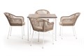 "Малага" обеденная группа на 4 персоны со стульями "Лион", каркас белый, роуп бежевый MAL-CL4T1-5-SET beige - фото 16671698