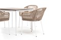 "Малага" обеденная группа на 4 персоны со стульями "Лион", каркас белый, роуп бежевый MAL-CL4T1-5-SET beige - фото 16671699