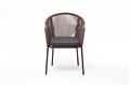 "Лион" стул плетеный из роупа, каркас из стали коричневый (RAL8016) муар, роуп коричневый круглый, ткань бежевая LIO-CH-st001 RAL8016 Mua brown(D-gray027) - фото 16671731