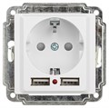 Розетка Intro Accent 6-410-01 P+E Schuko со шторками 16А-250В + 2хUSB IP20 СУ бел. Intro Б0063689 1913959 - фото 16673940