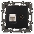 Розетка компьютерная + телевизионная 2-м Elegance 14-3110-05 RJ45 + TV IP20 механизм антрацит Эра Б0034318 1231983 - фото 16673974
