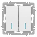 Выключатель Accent 6-105-01М двойн. с подсветкой 10А-250В IP20 СУ AL/CU бел. матов. Intro Б0063507 1931331 - фото 16674011